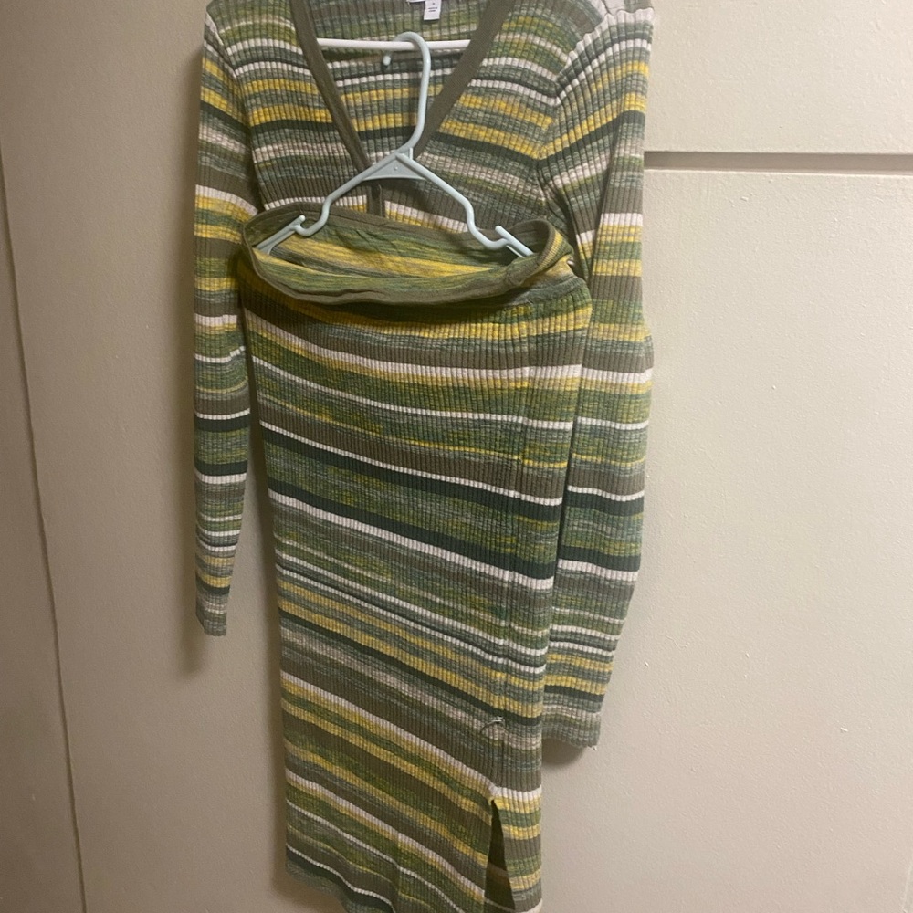 Calvin Klein Collection Multicolor Striped Skirt Set